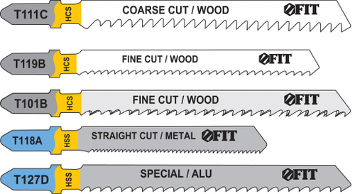 41008 Набор полотен для электро-лобзика 5 шт. (T111C; T119B; T101B; T118A; T127D) FIT