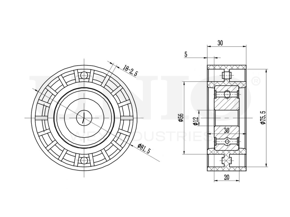 Ролик направляющий приводного ремня UNIO TNS-10208