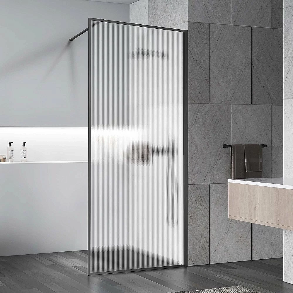 Душевое ограждение Vincea Walk-In VSW-1HP100FLGM 100 стекло рифленое/профиль вороненая сталь
