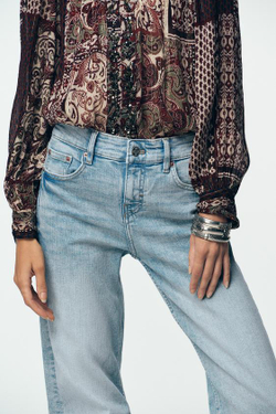 ZARA ДЖИНСЫ Z1975 КЛЕШ С НИЗКОЙ ПОСАДКОЙ, ВЫЦВЕТШИЙ СИНИЙ