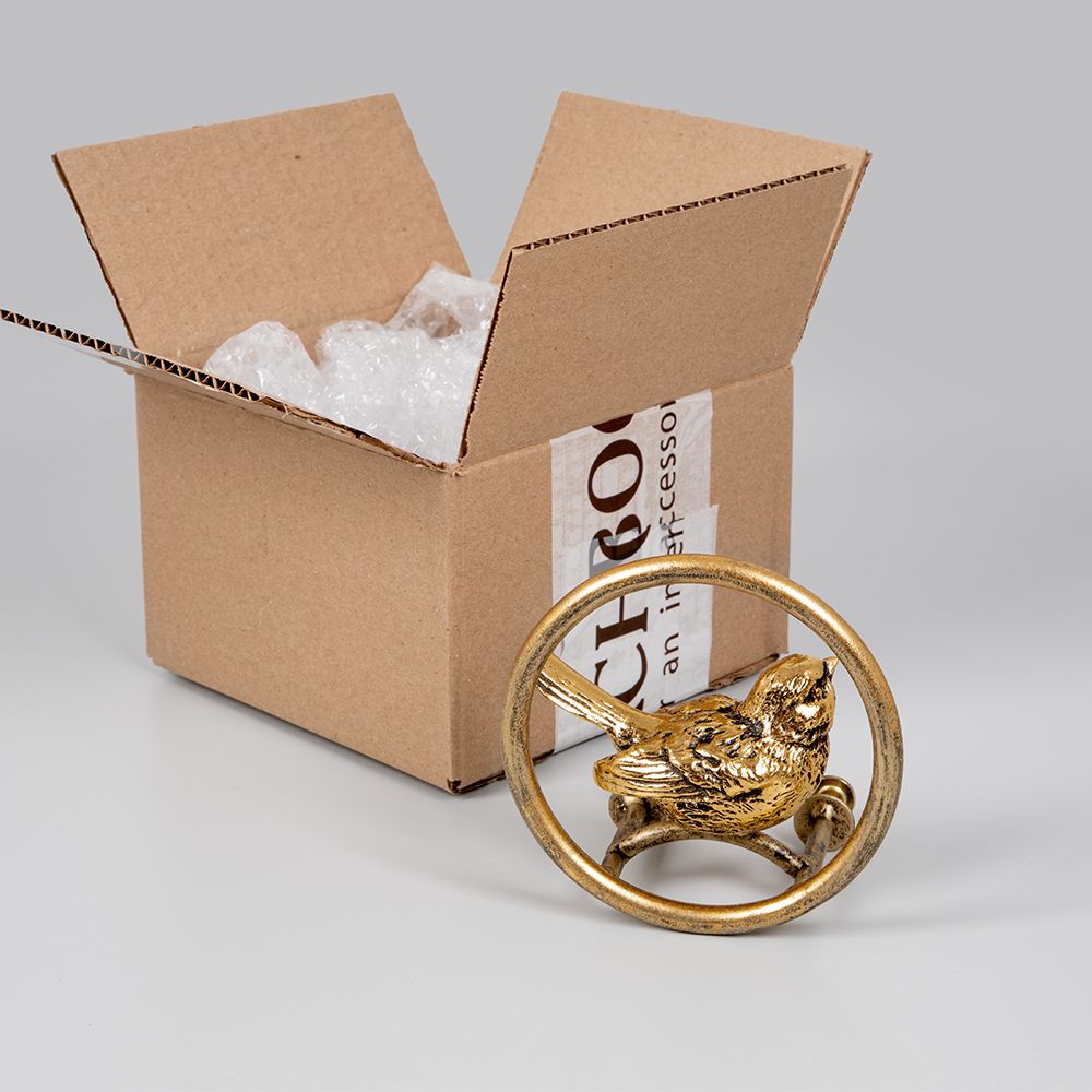 Ручка скоба мебельная Птичка Терра круглая правая Античное серебро