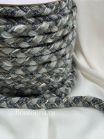 Тесьма-косичка серо-голубая с нитью люрекса 15 мм