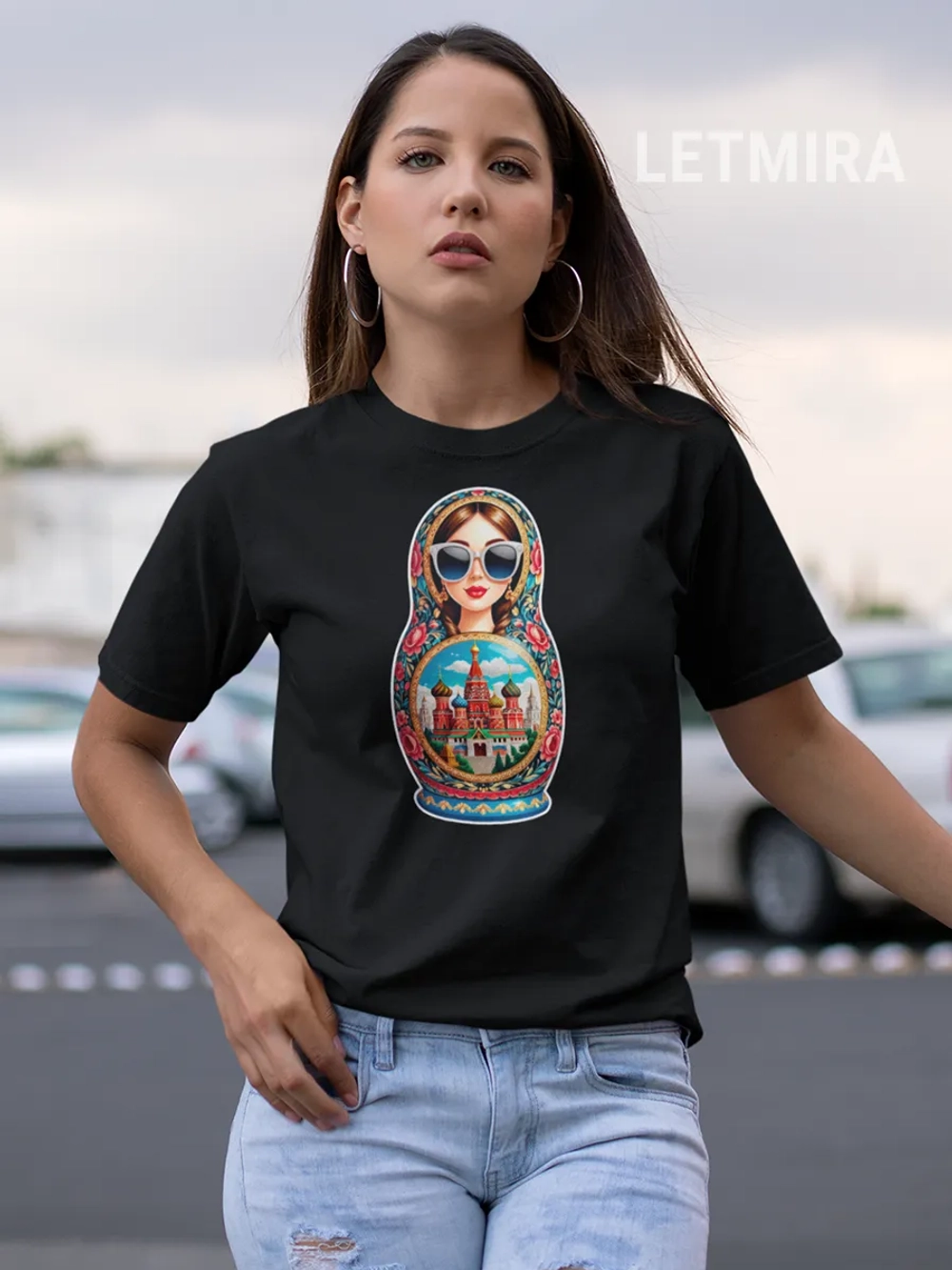 Футболка с принтом Матрёшка