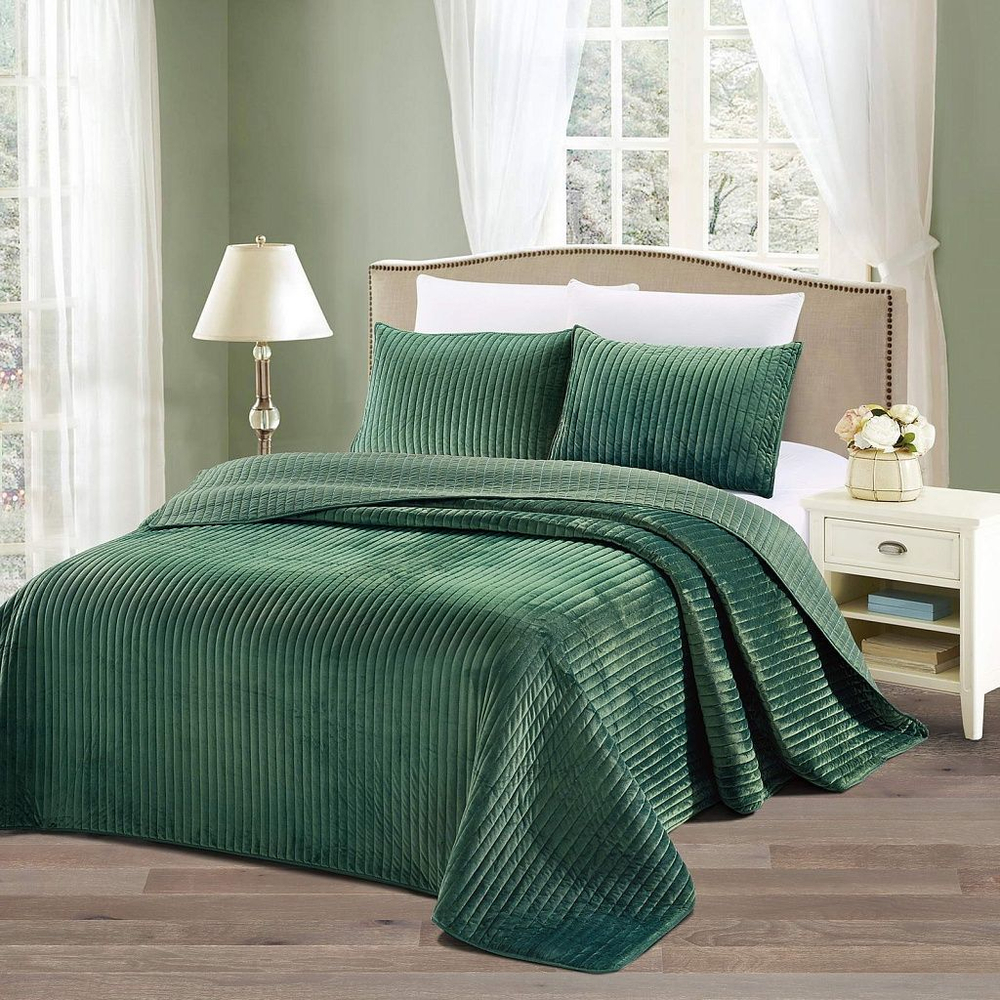 Покрывало 230х250  и 2 наволочки Sofi De MarkO Вельмонт зеленое Китай