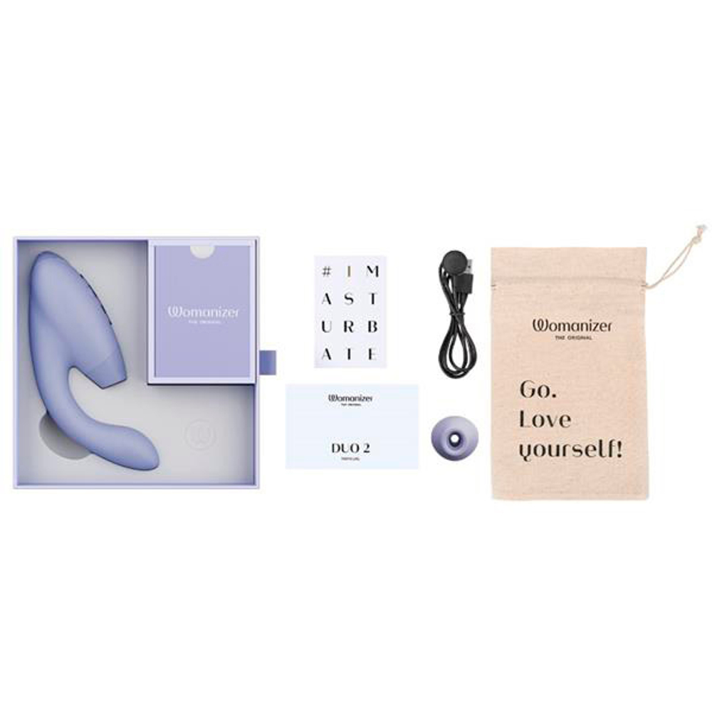 Сиреневый вибратор 20,3см с вакуумным стимулятором Womanizer Duo 2 Lilac WZ142SG4