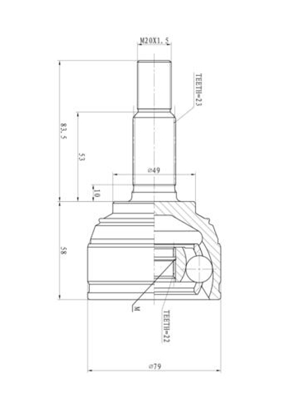 ШРУС наружный  RENAULT/LADA Largus mot.8/16V/КПП JR5/7 мест/ABS- GANZ GIK04044