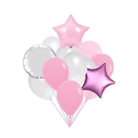 Фонтан шаров с розовыми звездами "Для девочек"