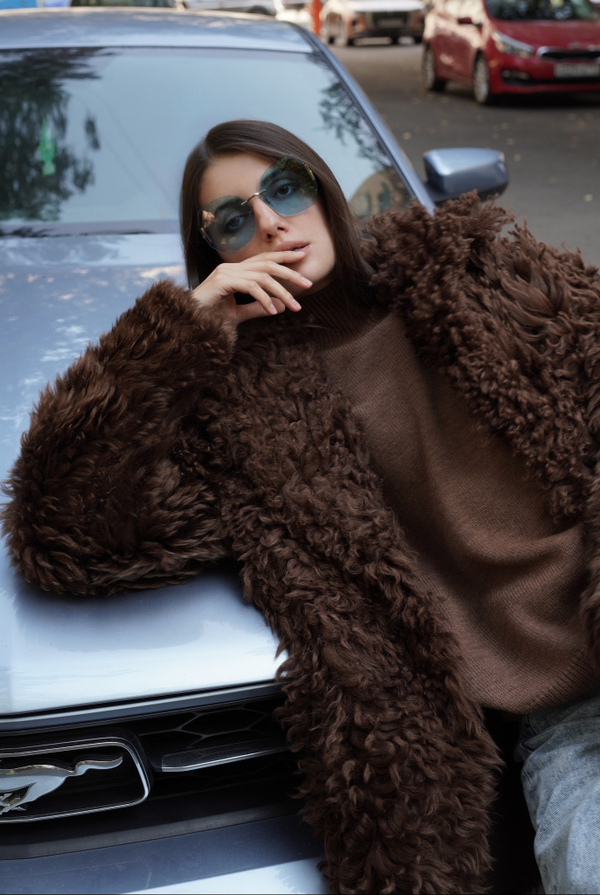 Дубленка двусторонняя Тиградо шоколадная