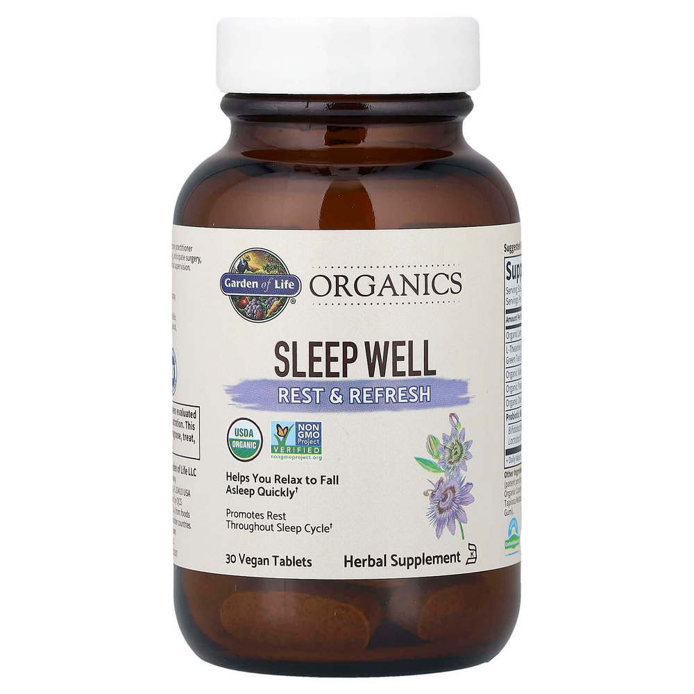 Garden of Life, Organics, Sleep Well, Rest & Refresh, 30 веганских таблеток
