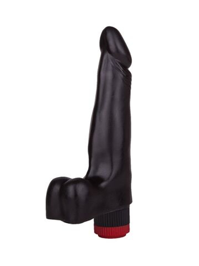 Чёрный вибромассажер-реалистик - 17,8 см. (Цвет: черный)