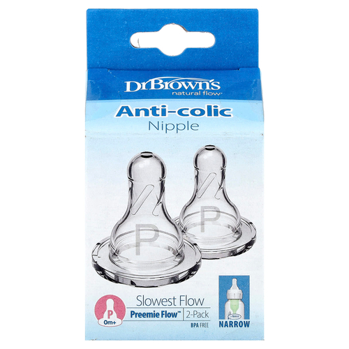 Dr. Brown's, Natural Flow®, Preemie Flow™, антиколиковая соска, для детей от 0 месяцев, самый медленный поток, 2 пакетика
