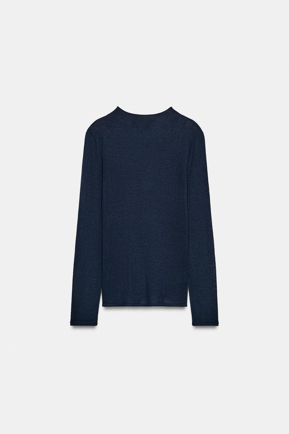 ZARA УЛЬТРАТОНКИЙ ТОП ИЗ ШЕРСТИ И ШЕЛКА, МОРСКОЙ СИНИЙ