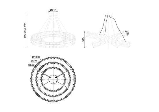 91GH-30861 Люстра подвесная "Galaxy" стекло прозрач. d100*h37,5см