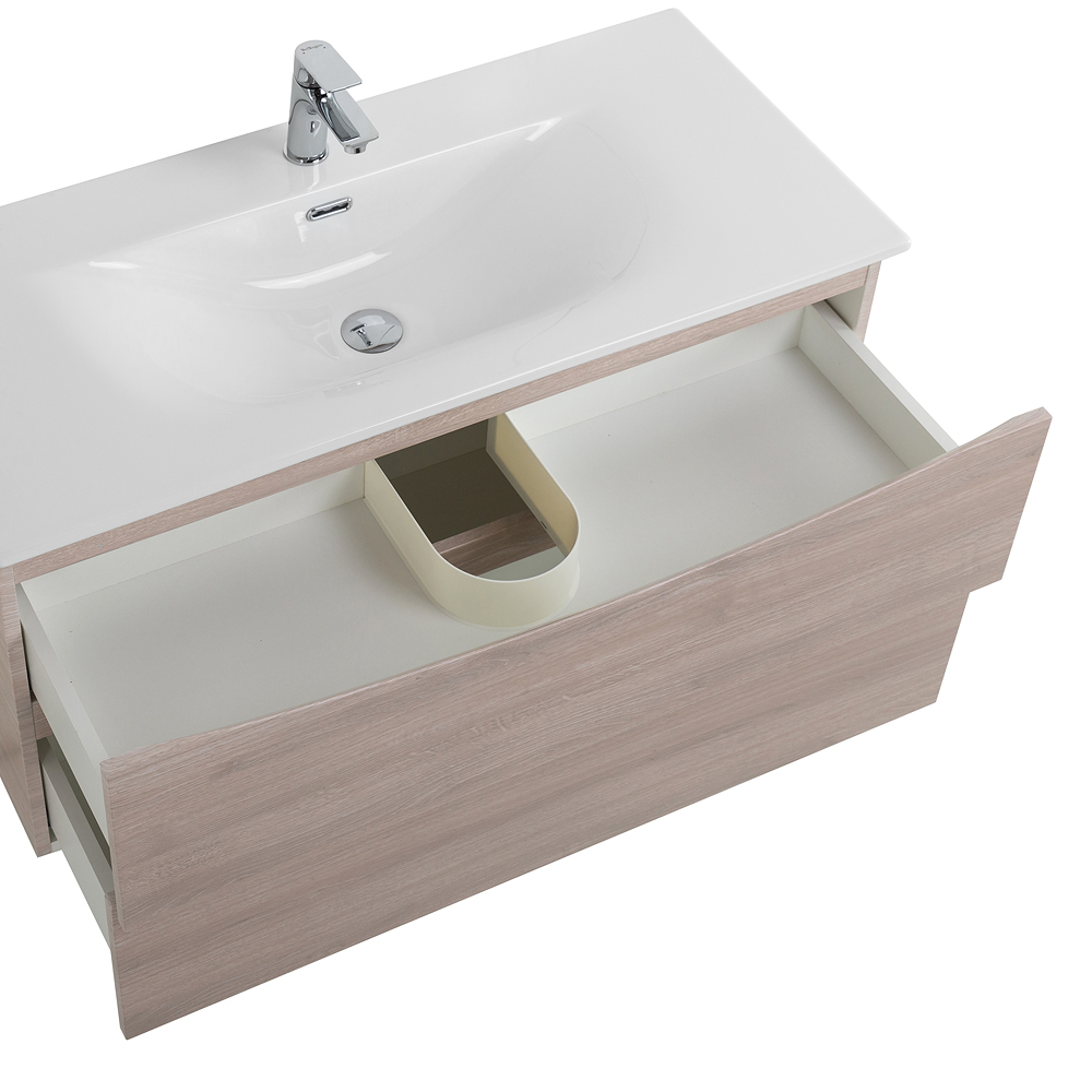 Тумба с раковиной подвесная BelBagno MARINO-CER-N-1000-2C-SO-RG-P Rovere Grigio, раковина белая BB-8099-100