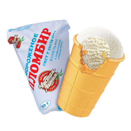 Мороженое вафельный стаканчик ВАНИЛЬНЫЙ 80гр.