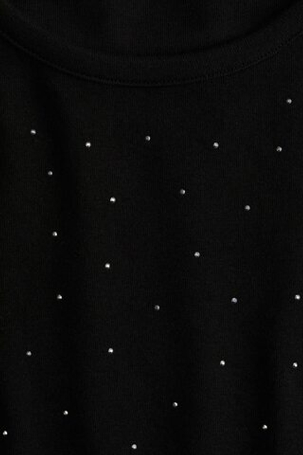 H&M Футболка из хлопка с вышивкой, черный