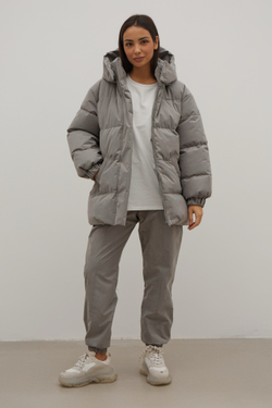 Джоггеры утеплённые, пепельные