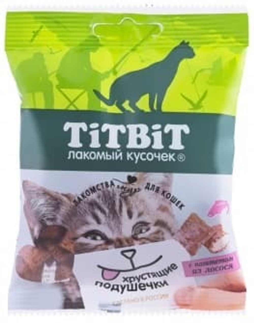 Хрустящие подушечки для кошек с паштетом из лосося 30 г