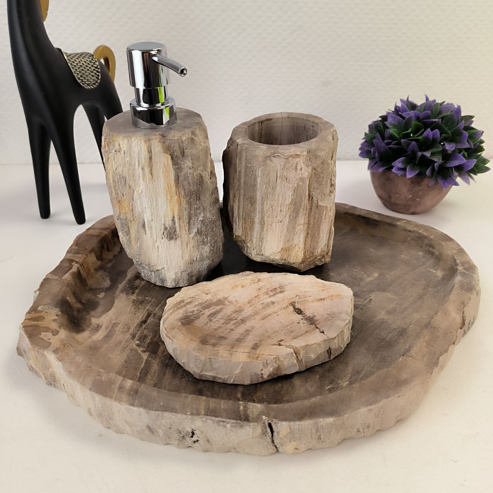 Набор из окаменелого дерева 4 предм Fossil Set NF-62862 поднос 30см*36см