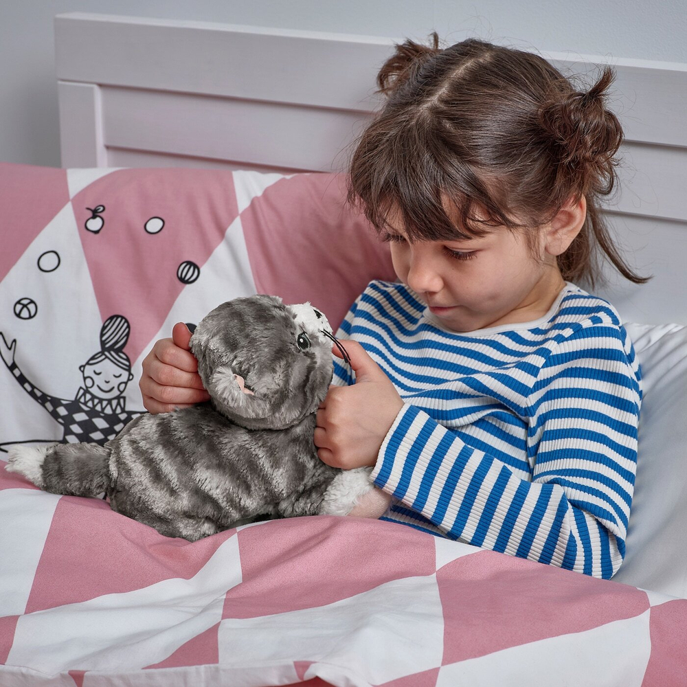 IKEA LILLEPLUTT  (ИКЕА ЛИЛЛЕПЛУТТ)  -  Плюшевая, серая/белая кошка