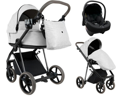 Детская коляска Roan Sol Vintage Luxury 2.0 3 в 1 с автокреслом Tutis Elo Lux EduSky Black PIX/50/L Pixel/Light/Black/руч.Cappuccino