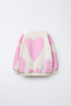 ZARA ТОЛСТОВКА С ПРИНТОМ, РОЗОВЫЙ