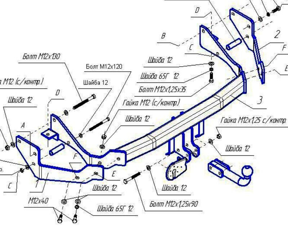 Фаркоп Oris на Hyundai-Sаnta Fe (SM) (2000-2005) (паспорт и сертификат в комплекте,без электрики) 4237-A