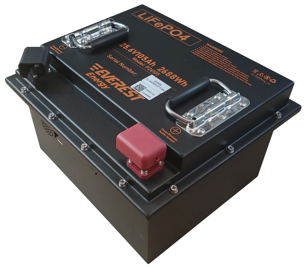 Тяговая аккумуляторная батарея Everest LFP-24V105Аh-PRO + LCD + Bluetooth