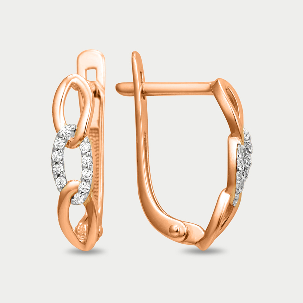 Серьги женские с фианитами из розового золота 585 пробы (арт. 000902-1102)