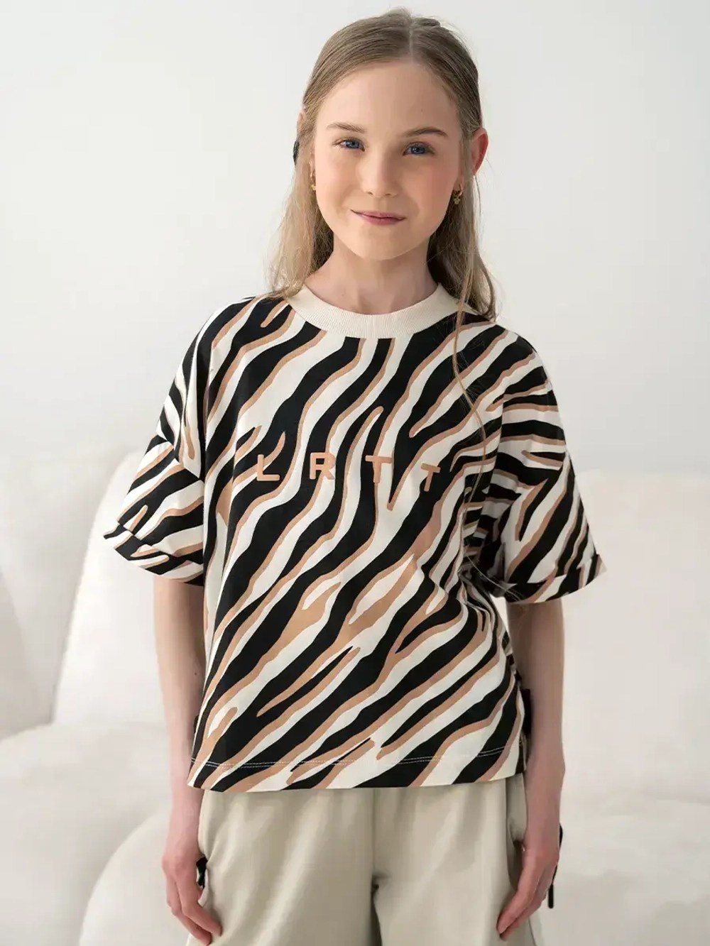 Футболка для девочки с принтом зебра