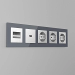 Накладка для двойной розетки Еthernet RJ-45 (серебряный рифленый) W1191109