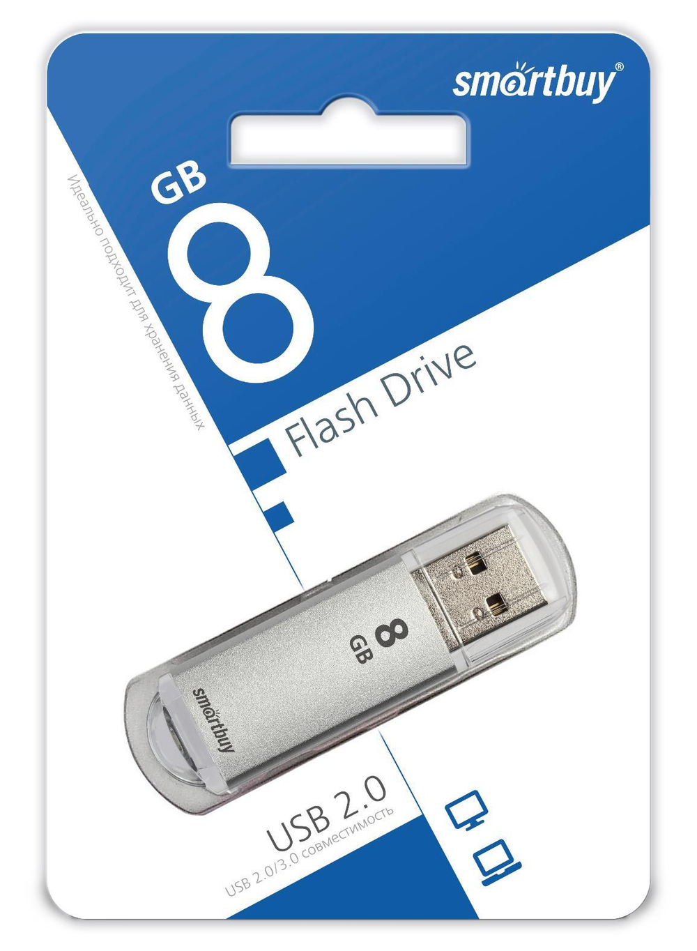 USB карта памяти 8ГБ Smart Buy V-Cut (серебро)