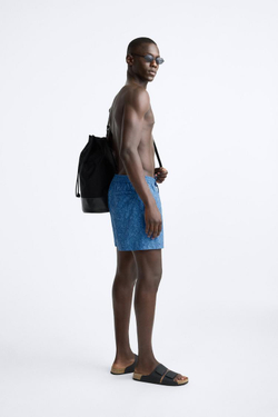 ZARA ПЛАВКИ С ЦВЕТОЧНЫМ ПРИНТОМ, ЯРКО-СИНИЙ