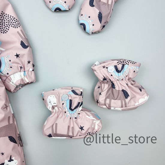 Комбинезон демисезонный "Единороги" пудра