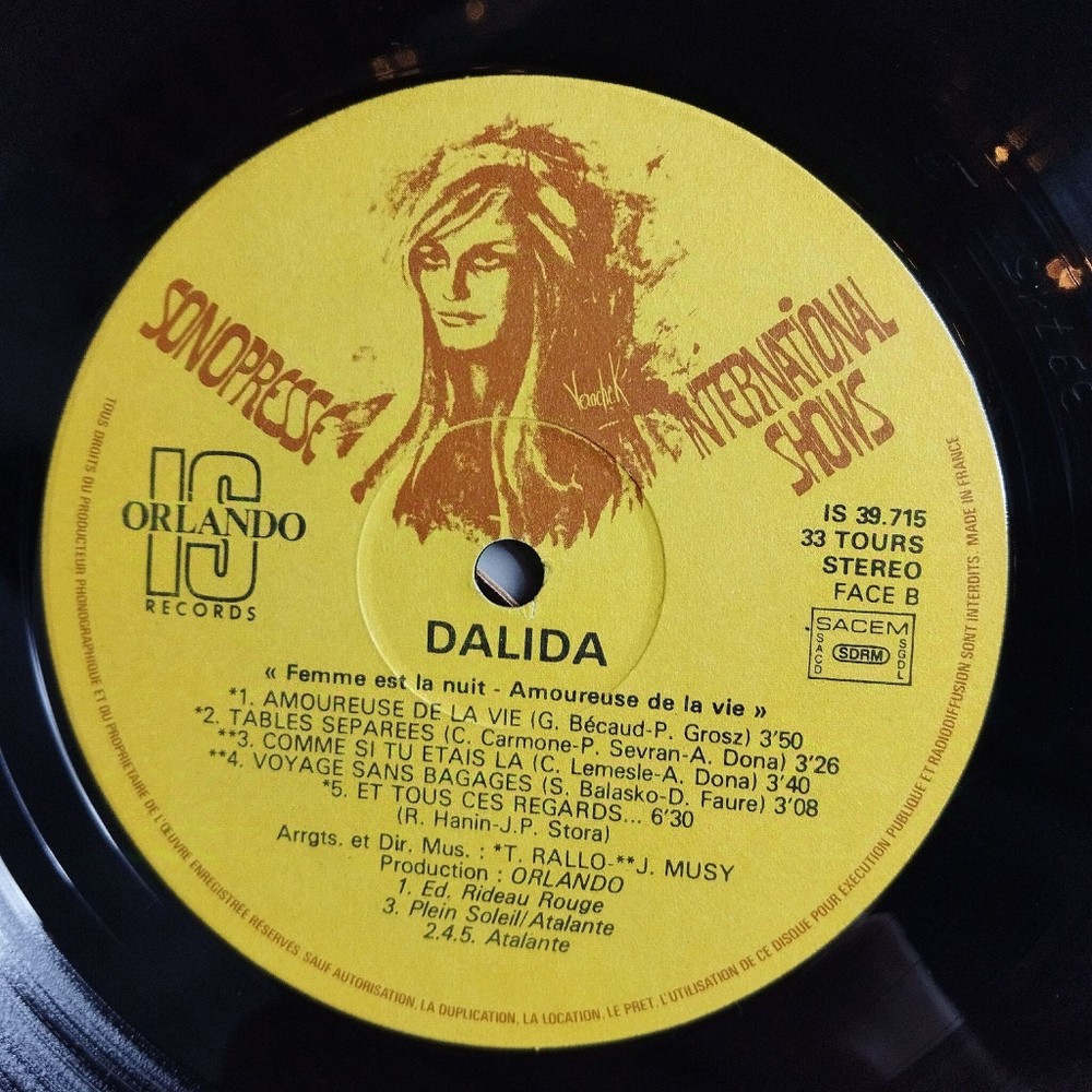 Винтажная виниловая пластинка LP Dalida Amoureuse De La Vie (France 1976)