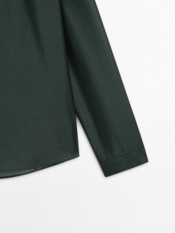 Massimo Dutti Рубашка из струящейся полупрозрачной ткани, темно-зеленый