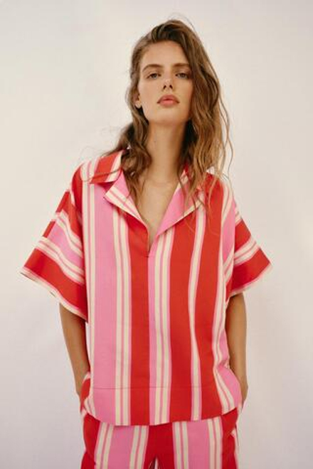 ZARA РУБАШКА ПОЛО В ПОЛОСКУ, РАЗНОЦВЕТНЫЙ