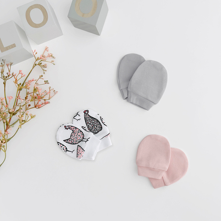 Антицарапки сет из 3х пар LooJoo Курочки / Пудра / Серый шелк