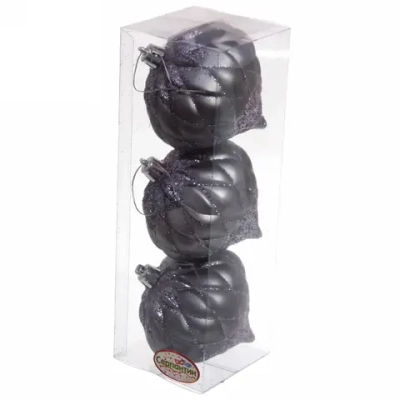 Ёлочные игрушки «Юла» 8 см (набор 3 шт), графит