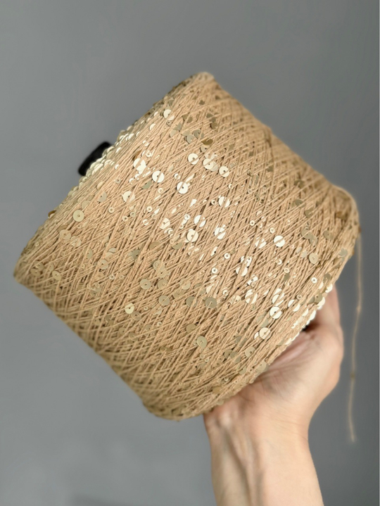 Пряжа Glam Shine пайетки 6+3 мм (108/бежевый, матовые пайетки), 250м/100гр