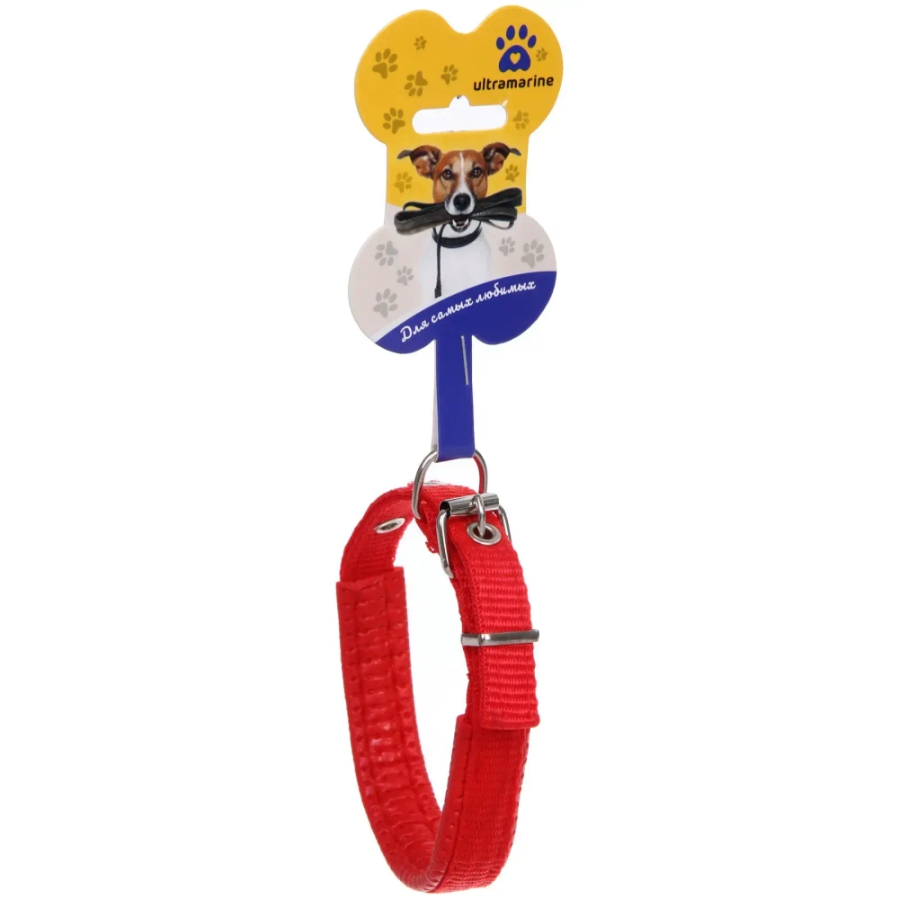 Ошейник для собак однотонный «ЗООЛЕНД БРО», цвет красный, 1,5*43см (бирка)