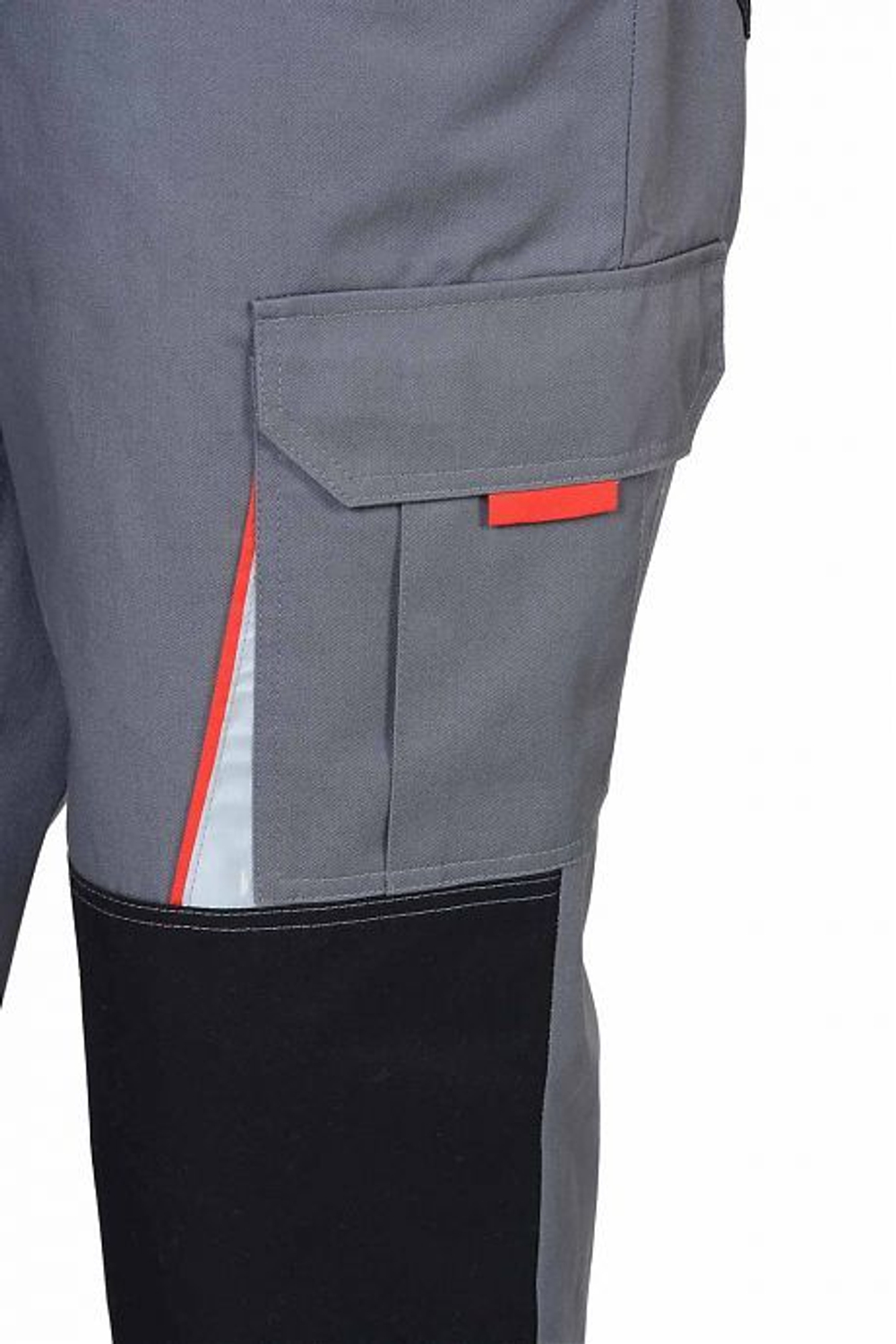 Полукомбинезон "СТАН" серый с черной и красной отделкой