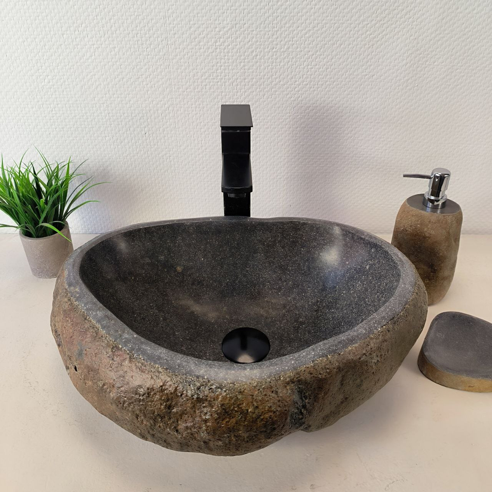 Раковина из речного камня RS-66020 48х37х15 из натурального камня