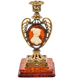 Народные промыслы AM-2953 Подсвечник «Камея» (латунь, янтарь)