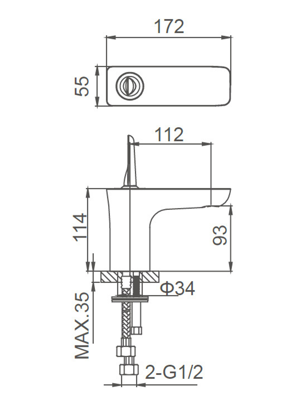 Смеситель для раковины WONZON & WOGHAND SHARK, Хром (WW-48B1101-CR)