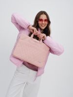 Легкая сумка для ноутбука 14" и 15,6" с карманом и ремнем на плечо (Стеганый розовый)