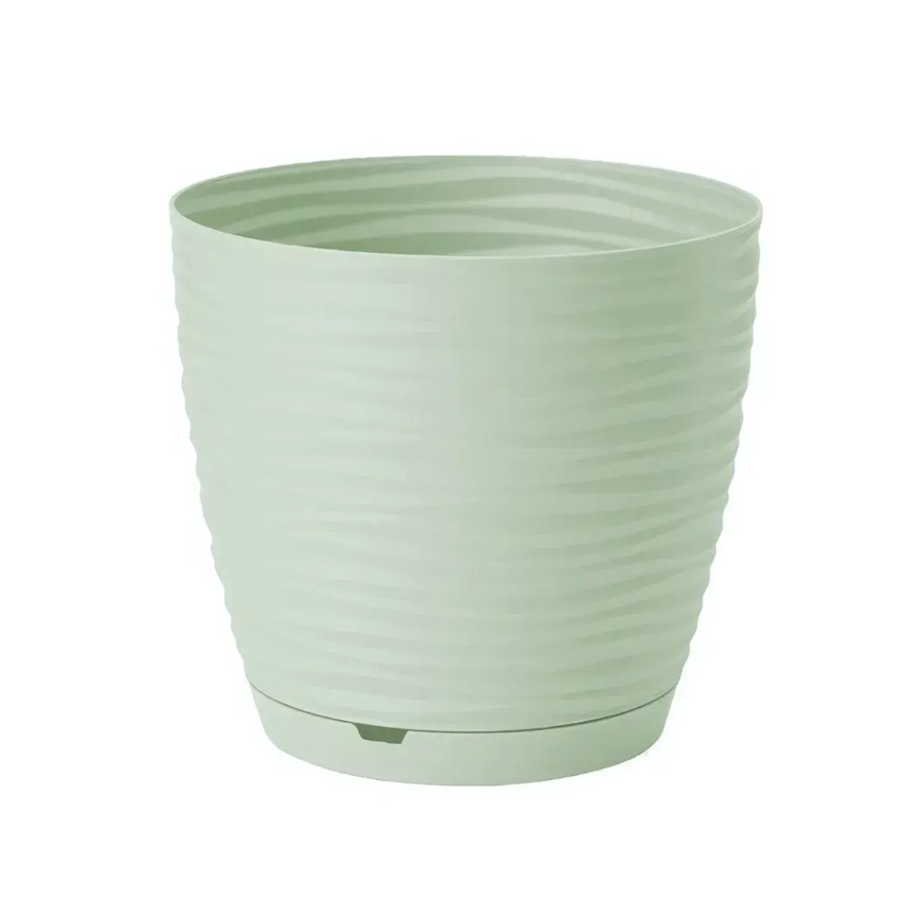Горшок для цветов пластиковый 9,1л d-26.7см «Saffron» с поддоном светло-зеленый