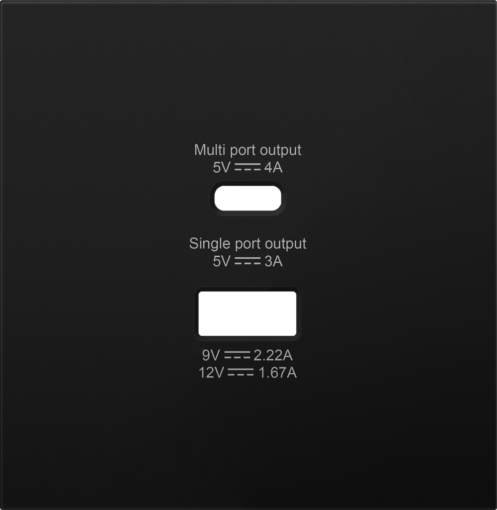 Накладка для розеток USB A+C, матовый карбон, серия R98