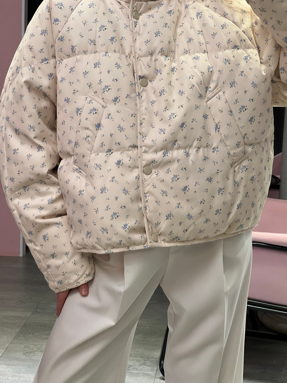 Пуховик Floral голубой