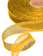 Лента Льняная 2,5см х 28м с проволокой (Желтый)